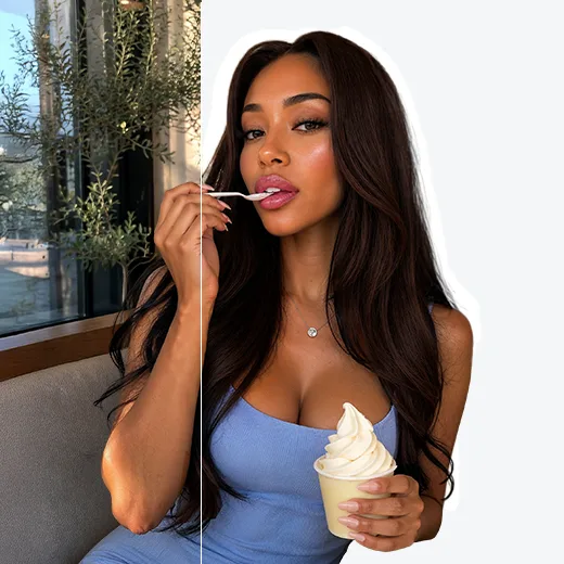 Creative composition built around a background-removed photo