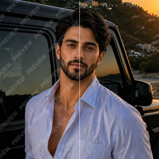Watermark removed from a photo with complex background detail